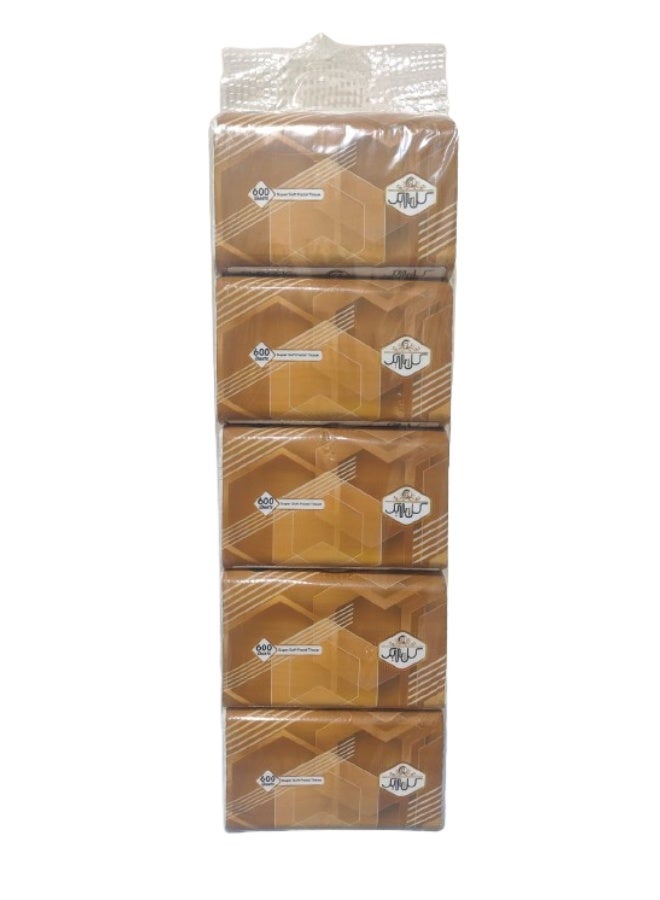 مناديل وجه فائقة النعومة، طبقة واحدة، 5 × 600 = 3000 منديل - Image 1